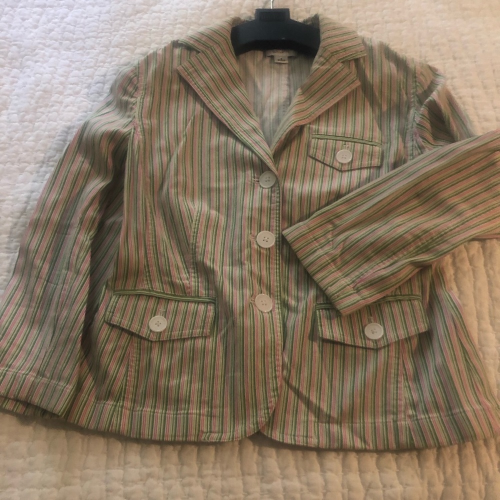 LOFT Pinstripe Cropped Jacket-Size 4